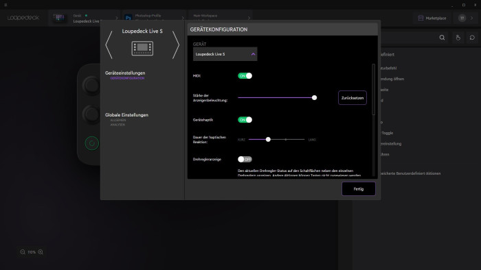 Die Optionen f&uuml;r Haptik und Optik (Bild: Martin Wolf/Golem.de)